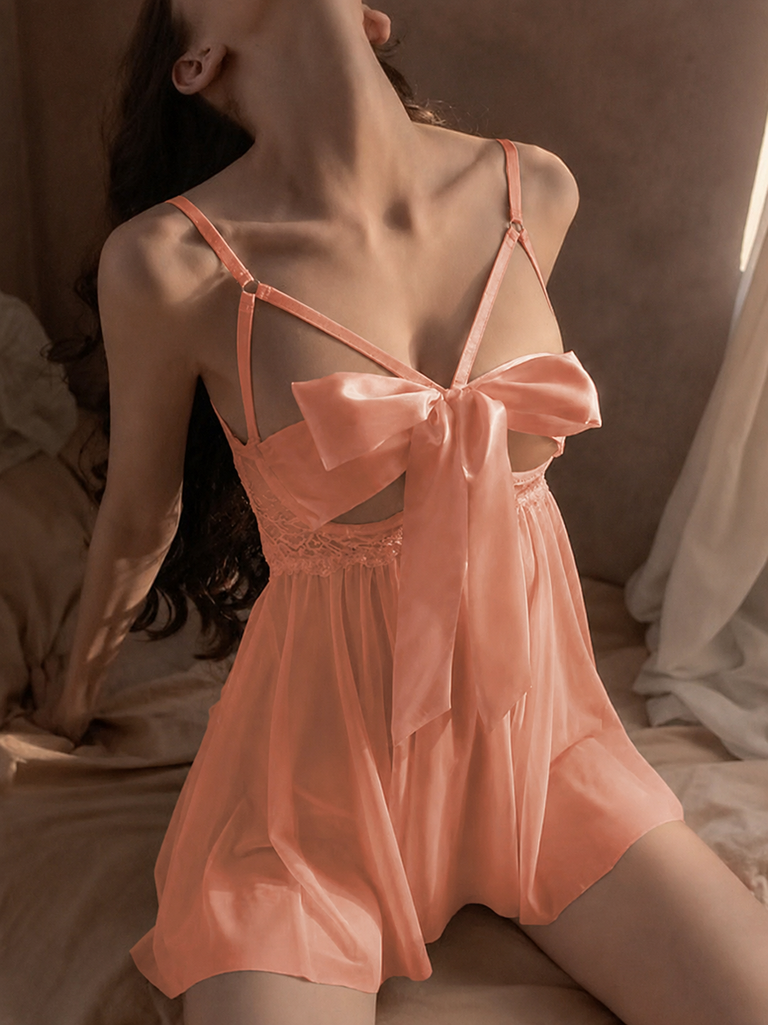 Moonlit Bloom Satin Babydoll