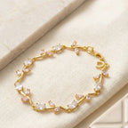 Floral Vine Crystal Anti Tarnish Gold Plated Bracelet