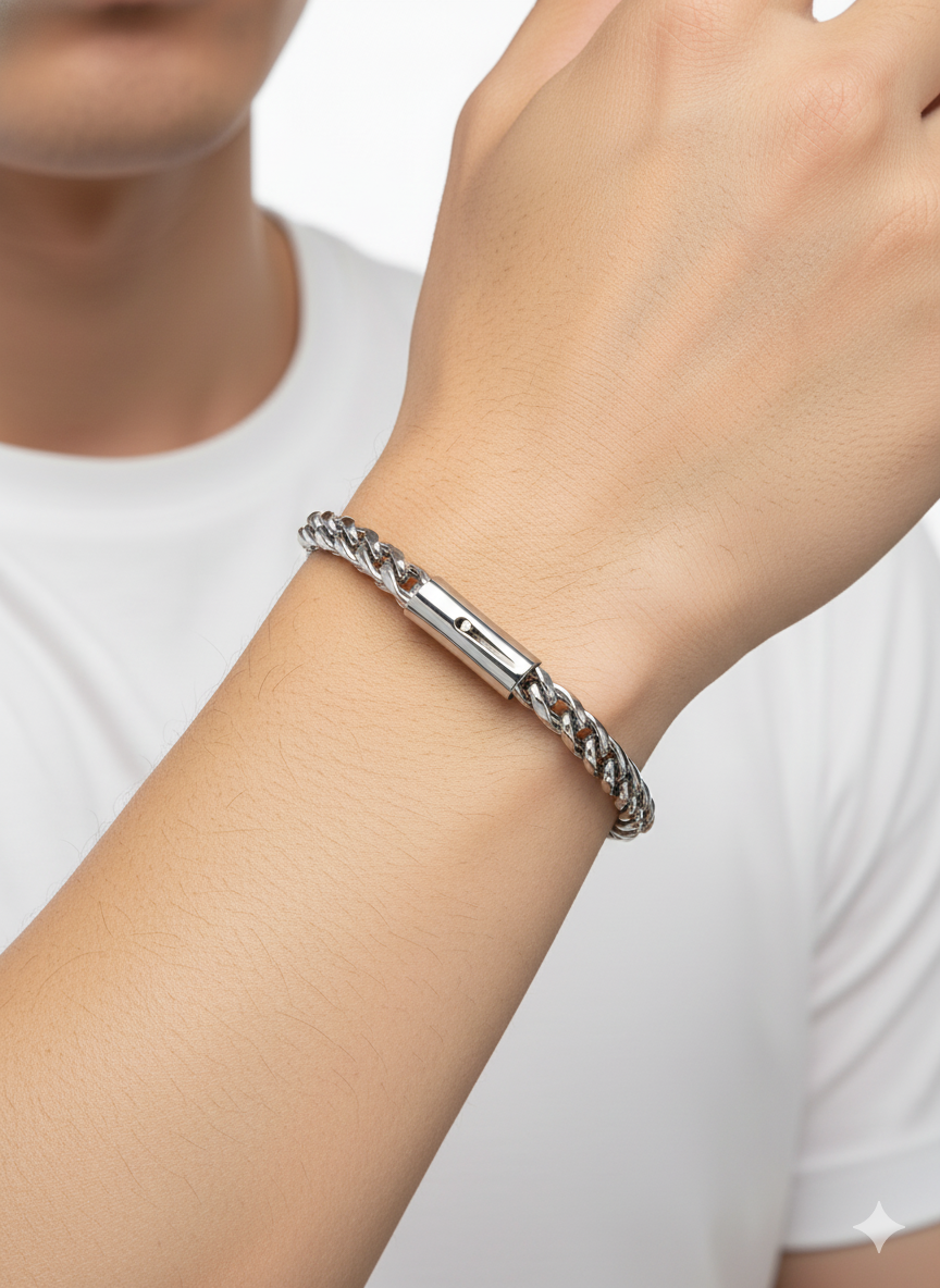 Men's Silver-Plated Cuban Link Chain