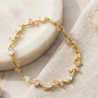 Floral Vine Crystal Anti Tarnish Gold Plated Bracelet