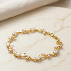 Floral Vine Crystal Anti Tarnish Gold Plated Bracelet