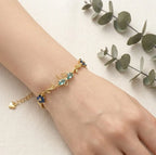 Elegant Bow & Floral Charm Bracelet Combo - 18K Gold Plated Anti-Tarnish Jewelry(Set of 3)