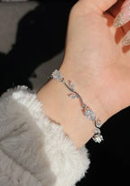 Tulip Crystal Vine Leaf Bracelet | Anti-Tarnish American Diamond Design