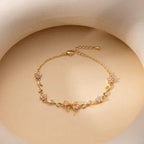 Elegant Bow & Floral Charm Bracelet Combo - 18K Gold Plated Anti-Tarnish Jewelry(Set of 3)