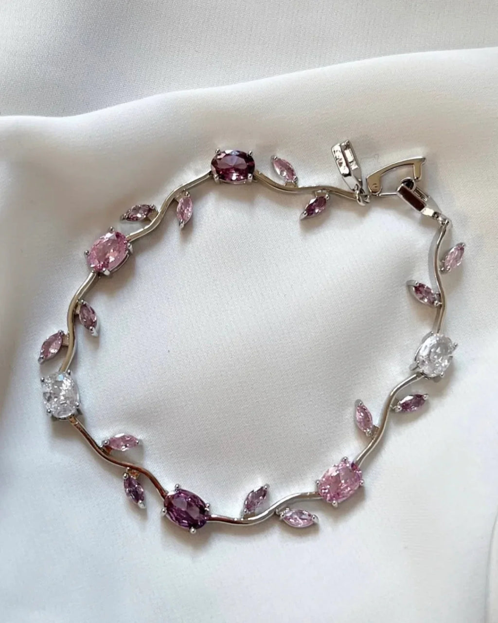 Tulip Floral Vine Crystal Korean Bracelet - Anti Tarnish Gold Plated