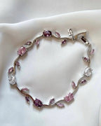 Tulip Floral Vine Crystal Korean Bracelet - Anti Tarnish Gold Plated