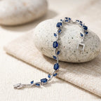 Tulip Blue Sapphire Floral Vine Bracelet - Anti Tarnish Gold Plated
