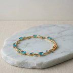 Tulip Blue Floral Vine Anti-Tarnish Gold Plated Bracelet
