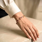 Tulip Ruby Red Leaf Vine Anti-Tarnish Gold Plated Bracelet