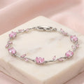 Tulip Pink Floral Stone Vine Bracelet | Anti-Tarnish