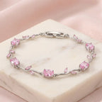 Tulip Pink Floral Stone Vine Bracelet | Anti-Tarnish