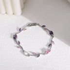 Tulip Floral Vine Crystal Korean Bracelet - Anti Tarnish Gold Plated