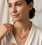 Anti-Tarnish Pink Floral Vine Necklace & Bracelet Set | High Quality Gold Plated Combo