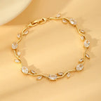 Tulip Crystal Vine Leaf Bracelet - Premium Anti Tarnish Fashion Jewelry