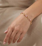 Anti-Tarnish Pink Floral Vine Necklace & Bracelet Set | High Quality Gold Plated Combo