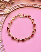 Tulip Ruby Red Leaf Vine Anti-Tarnish Gold Plated Bracelet