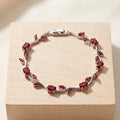 Tulip Red Stone Floral Vine Bracelet - Premium Anti-Tarnish Plated Jewelry