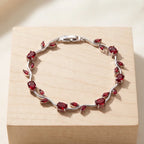 Tulip Red Stone Floral Vine Bracelet - Premium Anti-Tarnish Plated Jewelry