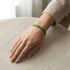 Anti-Tarnish Emerald Green Baguette Tennis Bracelet - Gold Plated